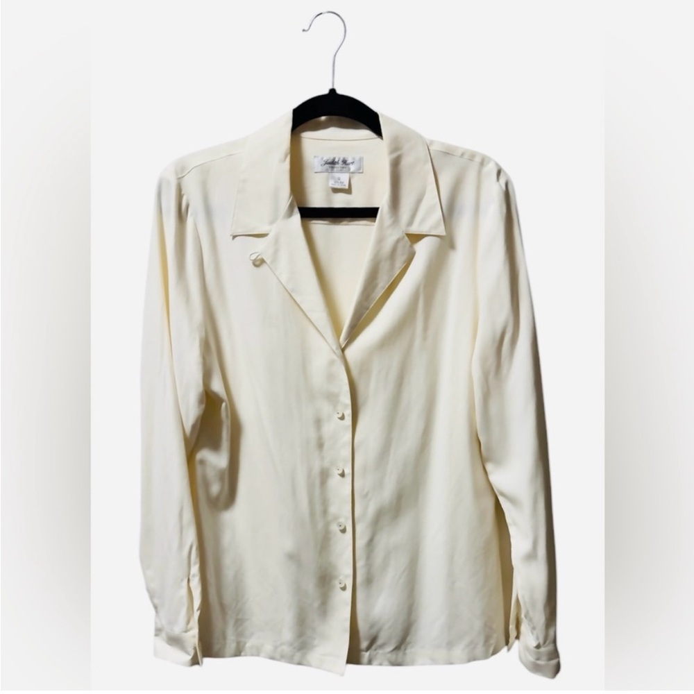 Vintage 100 percent silk cream button down blouse